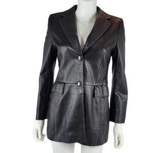 Escada Lambskin Leather Jacket with White Stitch